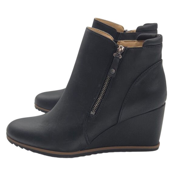 Soul Naturalizer Haley Women 9.5M Black Wedge Ankle Booties Zip Nubuck Style NEW - Picture 15 of 15